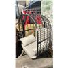 Image 2 : PATIO BLISS BLACK WRAPPED CAST ALUMINUM OUTDOOR PATIO ACCENT EGG CHAIR WITH GREY CUSHION