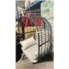 Image 2 : PATIO BLISS BLACK WRAPPED CAST ALUMINUM OUTDOOR PATIO ACCENT EGG CHAIR WITH GREY CUSHION