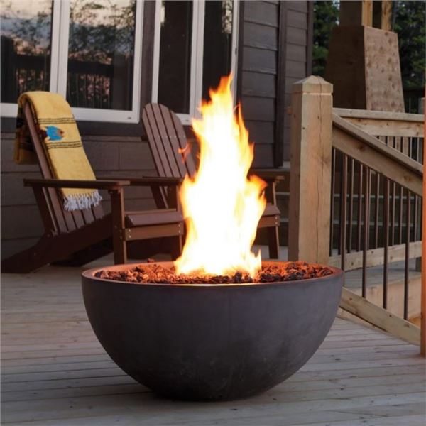 KINGSMAN FPB30SGT 30" CONCRETE SMOOTH GREY OUTDOOR PATIO FIRE BOWL *IN BOX*