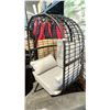 Image 2 : PATIO BLISS BLACK WRAPPED CAST ALUMINUM OUTDOOR PATIO ACCENT EGG CHAIR WITH GREY CUSHION