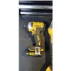 Image 2 : 3PC CORDLESS 20V DEWALT TOOL KIT WITH GRINDER, DRILL, IMPACT DRIVER, 2 BATTERIES, CHARGER AND CARRY 