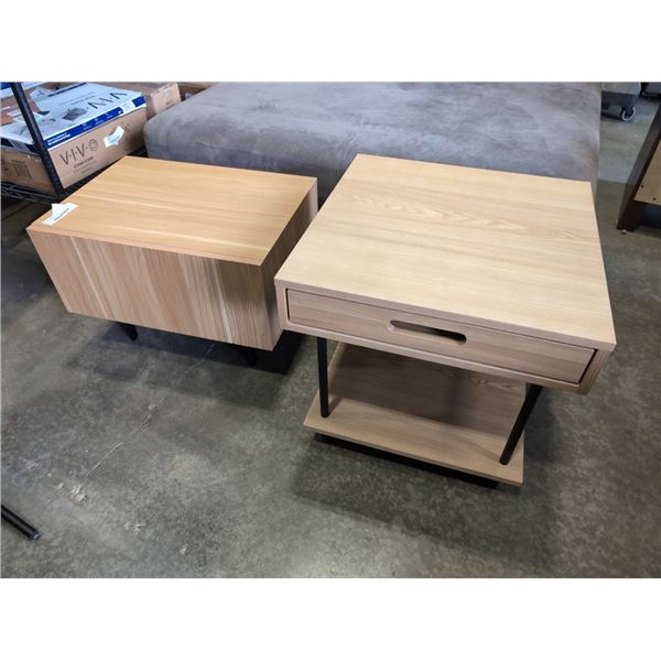 2 COZEY DESIGNER NIGHTSTANDS ONE WITH DROP FRONT