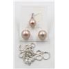 Image 1 : #265-SEA SHELL PEARL EARRINGS & PENDANT NECKLACE