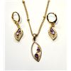 Image 1 : 20) GOLD TONE WITH CLEAR CZ AND AMETHYST SET