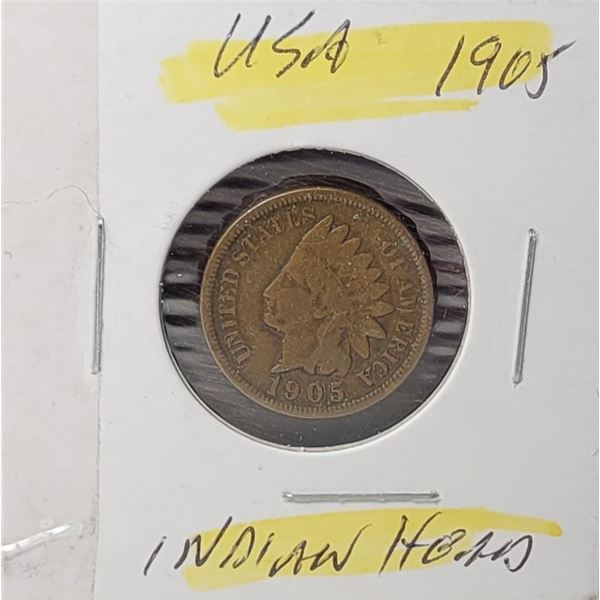 8) USA 1905 INDIAN HEAD PENNY