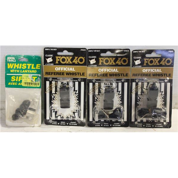 4 OFFICIAL REFEREE WHISTLES - NEW