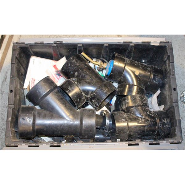 TOTE OF PLUMBING SUPPLIES