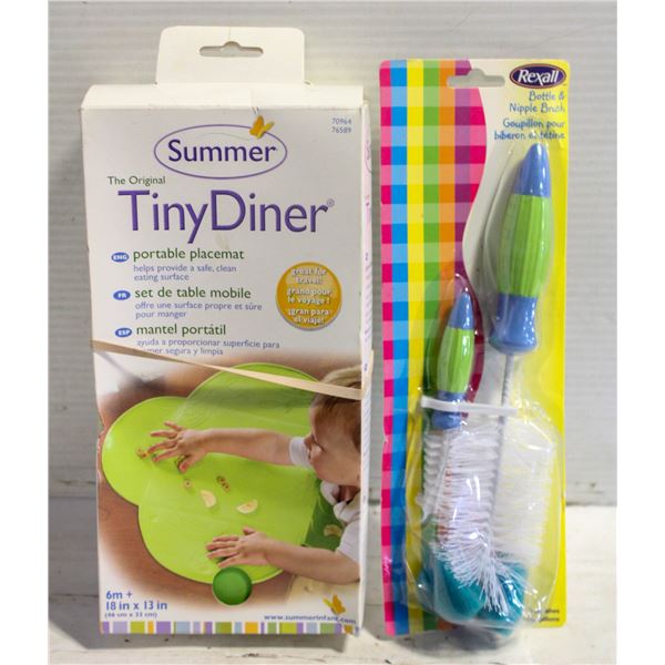 PORTABLE PLACEMAT & BOTTLE BRUSH - NEW