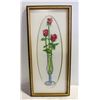 Image 1 : VINTAGE EMBROIDARY ROSE PICTURE 10"X22"