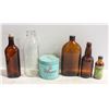 Image 1 : LOT OF ANTIQUE BOTTLES AND TIN