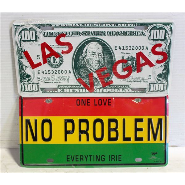LAS VEGAS & NO PROBLEM LICENSE PLATES - NEW