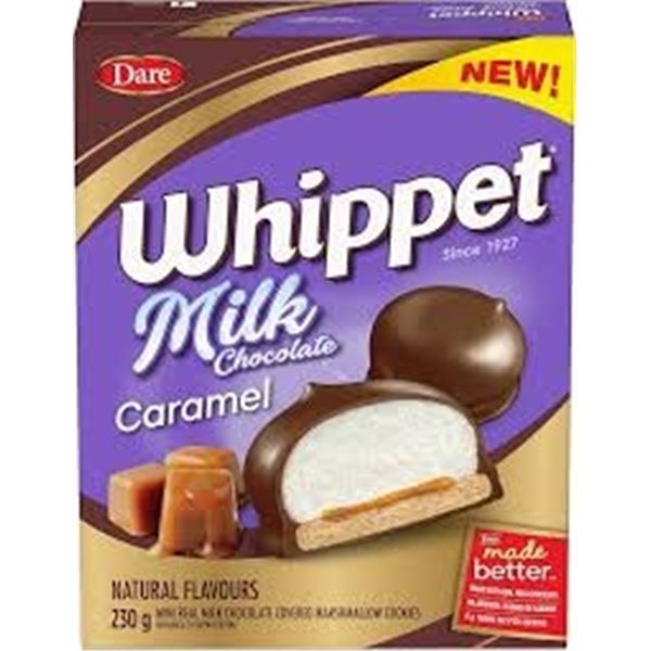 NEW 3 X 230G DARE WHIPPET MILK CHOCOLATE CARAMEL