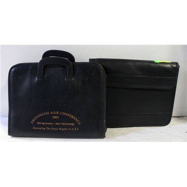 LEATHER ZIPPERED WORK BINDER AND