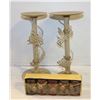 Image 1 : 2 LARGE CANDLE HOLDERS PLUS NEW FANCY CANDLES