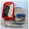 Image 1 : 3 TUBS FULL OF CRAFTING LEATHER/FUR AND MATERIAL