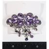 Image 1 : NEW SILVER TONE LILAC RHINESTONE TASSEL FRENCH