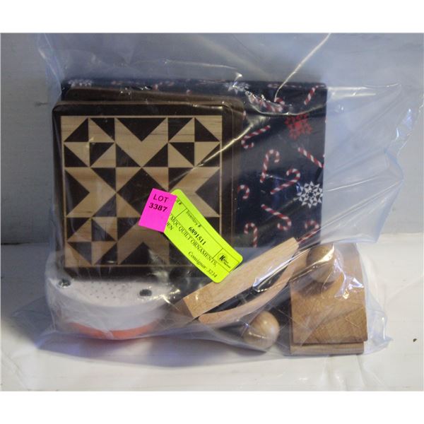 NEW MQC QUILT ORNAMENTS, WOODEN