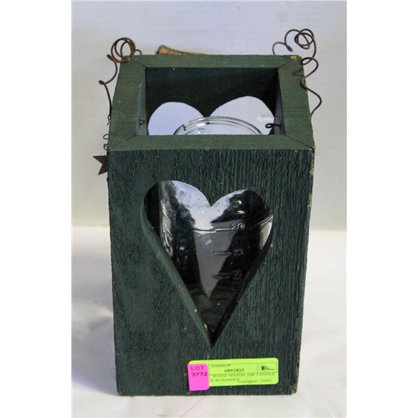 RUSTIC WOOD MASON JAR CANDLE HOLDER W HANDLE