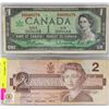 Image 1 : 1967 $1 DOLLAR BILL AND A 1986 TWO DOLLAR