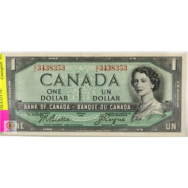 1954 CANADIAN $1 DOLLAR BILL - BEATTIE/COYNE