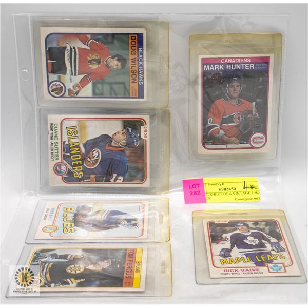 ESTATE SHEET OF 6 VINTAGE 1980'S HOCKEY