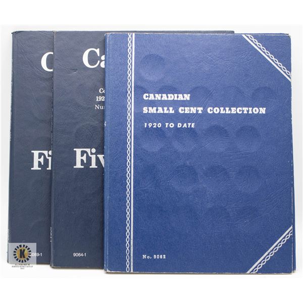 3 VARIOUS OLD 1c & 5c CANADA COIN COLLECTIONS ETC