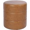 Image 1 : NEW HOMEPOP ROUND FAUX LEATHER OTTOMON - BROWN