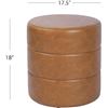 Image 2 : NEW HOMEPOP ROUND FAUX LEATHER OTTOMON - BROWN