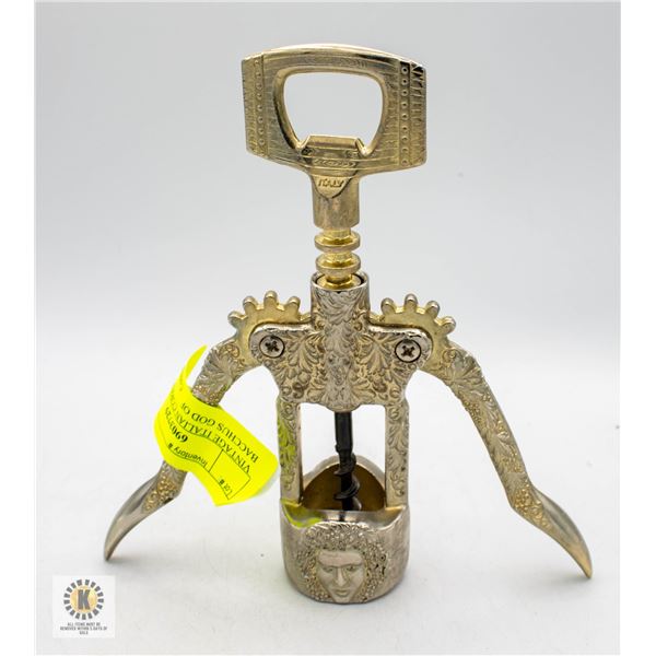 VINTAGE ITALIAN CORKSCREW W/ BACCHUS GOD OF