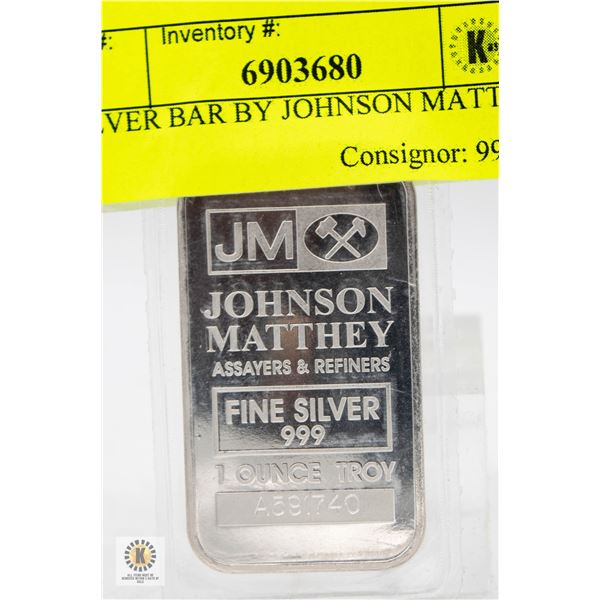 SILVER BAR BY JOHNSON MATTHEY