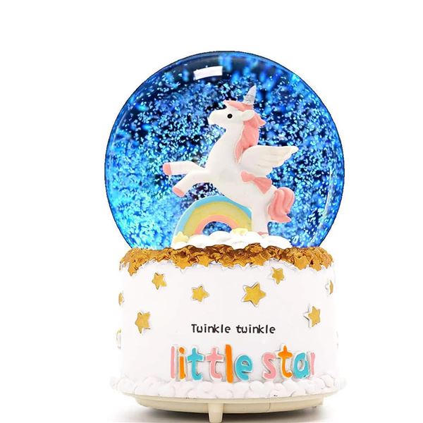 NEW 3.5 X 5" JORMEY UNICORN SNOW GLOBE