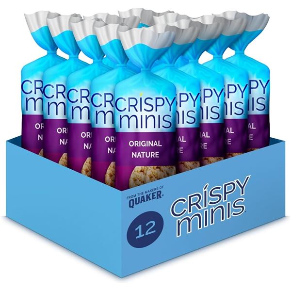 NEW CASE OF 12 QUAKER CRISPY MINIS RICE CAKES