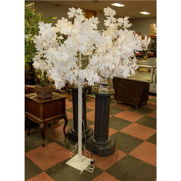 WHITE LED LIGHT FAUX LEAF TREE H-6FT
