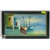 Image 1 : PAINTING COLOURFUL BOAT PICTURE APPROX 27.5” X 16”