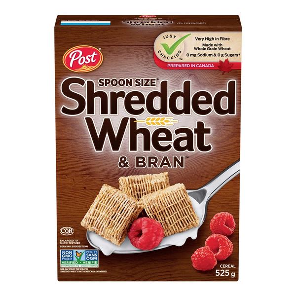 NEW 6 X 525G POST SHREDDED WHEAT & BRAN