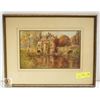 Image 1 : ANTIQUE ENGLISH CASTLE PICTURE FRAMED 13" X 17"