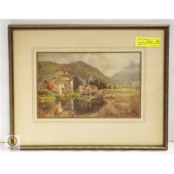 ANTIQUE ARTWORK BY L BURLEIGH BRUHL UK 13" X 17"