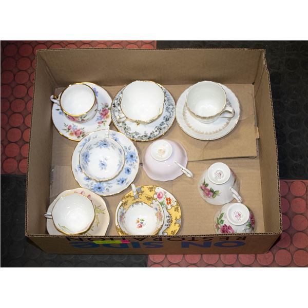 ESTATE PAIRED TEACUPS WITH SAUCERS
