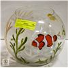 Image 1 : HAND PAINTED GLASS FISHBOWL WITH BEADS