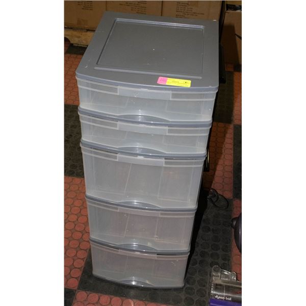 5 DRAWER PLASTIC ORGANIZER 30"X 14" X 12"