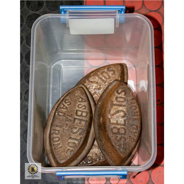 4 ANTIQUE ASBESTOS SAD IRONS