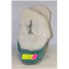 Image 1 : TORQUISE LEATHER RABBIT FUR TRIM SIZE 8 MOCCASSINS