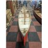 Image 2 : RED FIBREGLASS CANOE W-37.25" L-190" + 2 OARS
