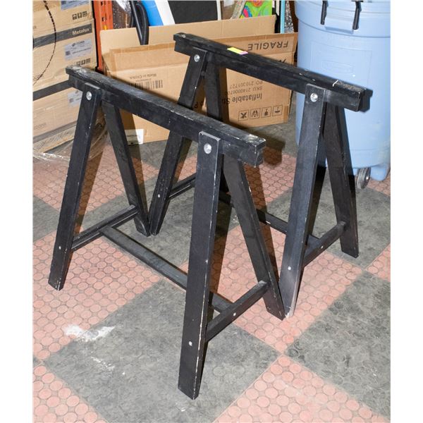 2 WOODEN SAWHORSES