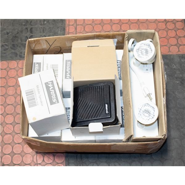 QTY OF 8 HARRIS 12V SPEAKERS AND EXIT LIGHT