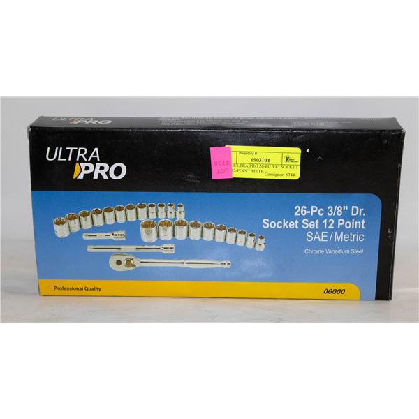 NEW ULTRA PRO 26-PC 3/8" SOCKET SET 12-POINT METR