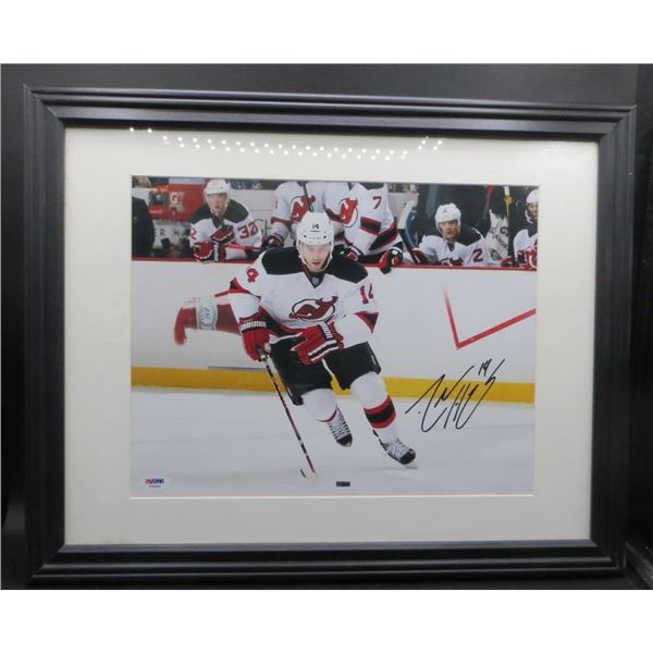Adam Henrique NJ Devils Signed 11x14 Photo Framed Measures 20" x 16" With PSA COA