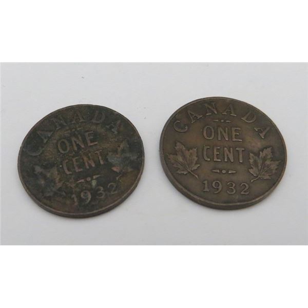 2x Canadian Pennies 1932