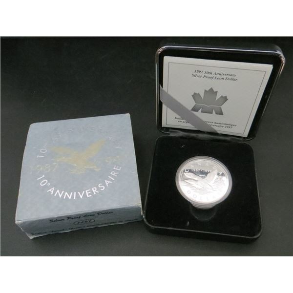 RCM 1997 $1 The One Dollar Loon 10th Anniversary Sterling Silver Proof Dollar
