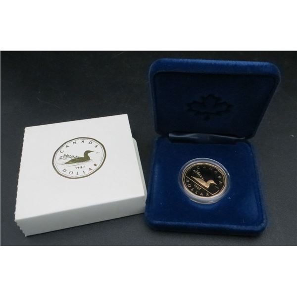 Royal Canadian Mint 1987 Loonie Proof Dollar Coin With Case